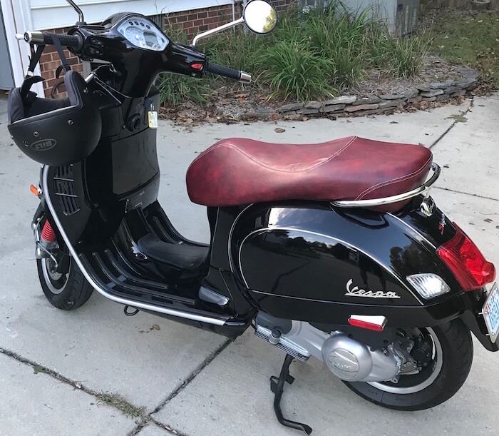 Vespa GTS Oxblood seat cover Cheeky Seats Scooter Seat Covers