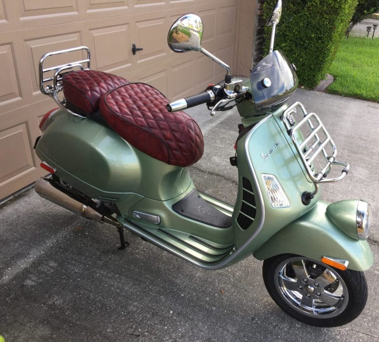 Vespa GTV300 Seat Cover final product is amazing!! Cheeky Seats