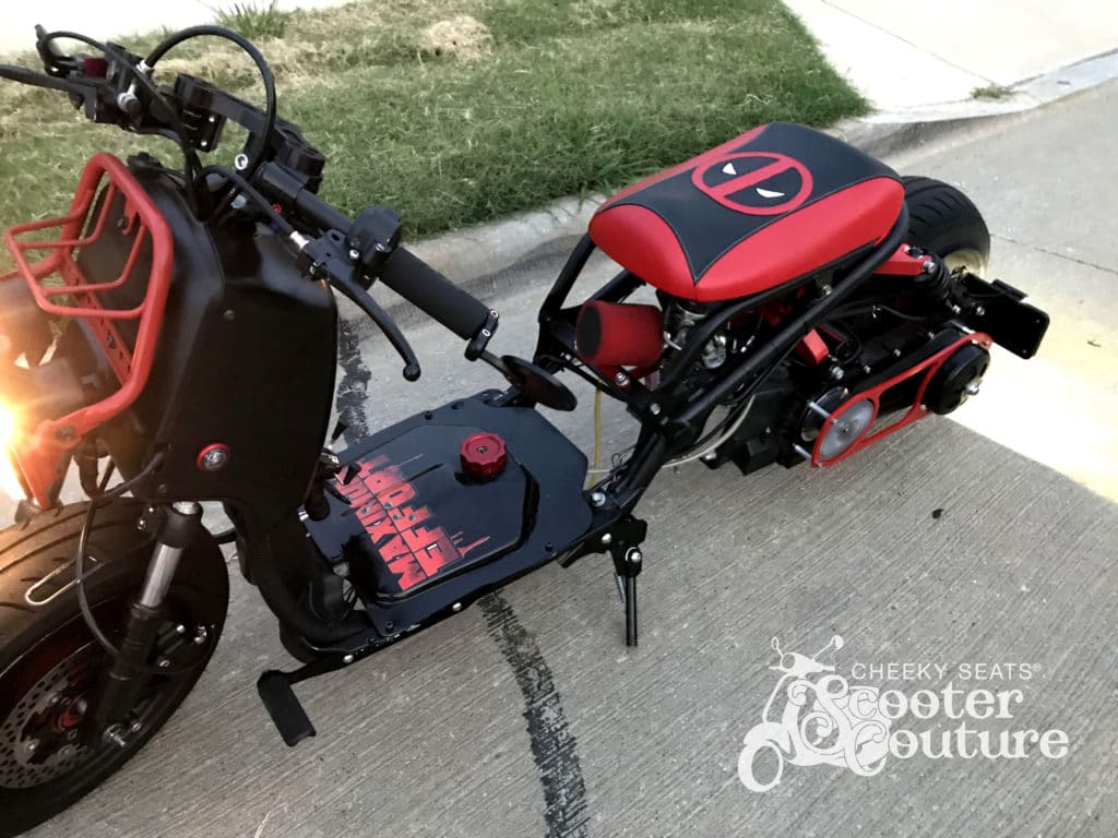Honda Ruckus Deadpool Custom Scooter Seat Cover Ready Cheeky Seats Scooter Seat Covers