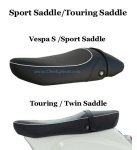 (image for) Vespa S Premium Black Seat Cover - choose your own piping color!