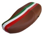 (image for) Cinnamon Brown with Italian Stripe Vespa LX Scooter Seat Cover