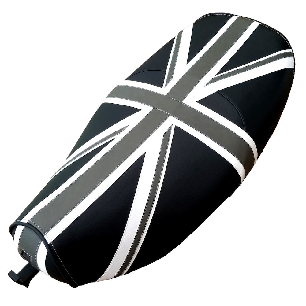 Black & Gray Vespa LX 50 150 Union Jack British Flag Seat Cover