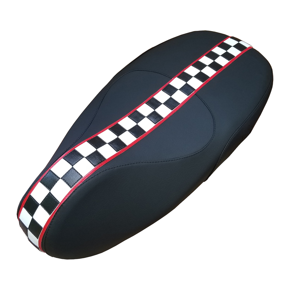 Checker Racing Stripe Vespa Sprint Primavera Seat Cover Handmade - Click Image to Close